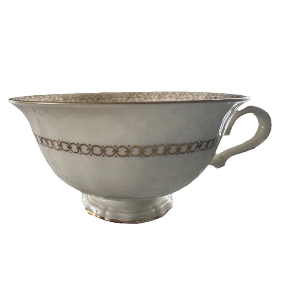 Vintage Rosenthal Bavaria Ivory Germany Floral Footed Tea Cup Saucer Gold Accent - Picture 10 of 12